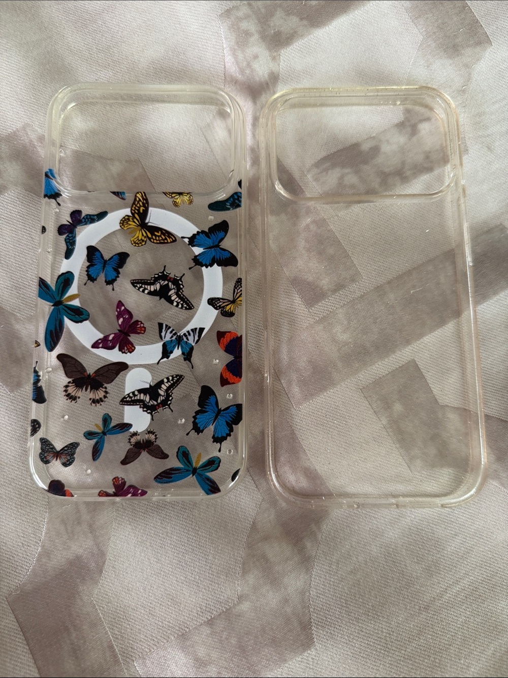 Clear Butterfly Print Phone Case in Blue & Multicolor